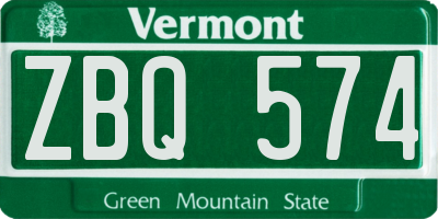 VT license plate ZBQ574