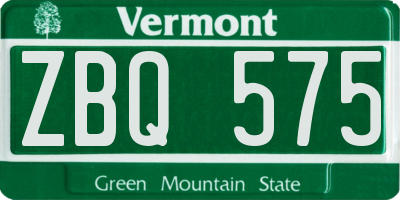 VT license plate ZBQ575