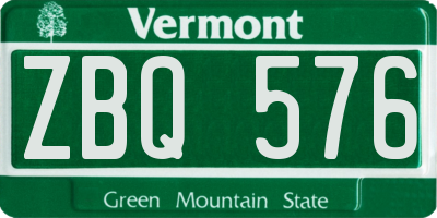 VT license plate ZBQ576