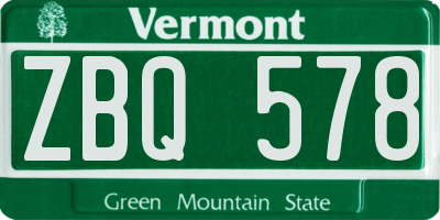 VT license plate ZBQ578