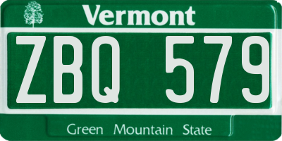 VT license plate ZBQ579