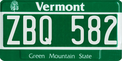 VT license plate ZBQ582