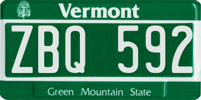 VT license plate ZBQ592