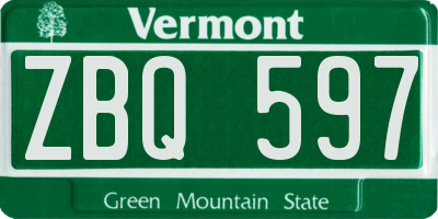 VT license plate ZBQ597
