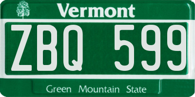VT license plate ZBQ599