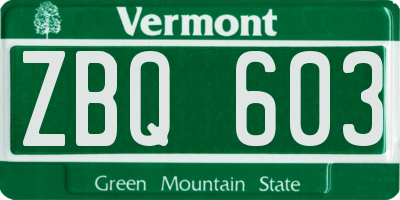 VT license plate ZBQ603