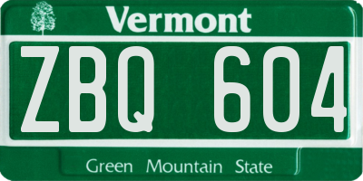 VT license plate ZBQ604