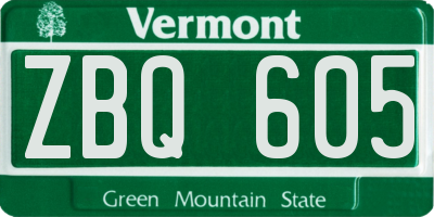 VT license plate ZBQ605