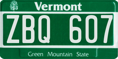 VT license plate ZBQ607
