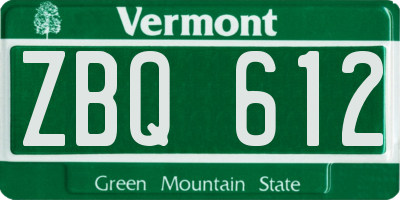 VT license plate ZBQ612