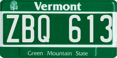 VT license plate ZBQ613