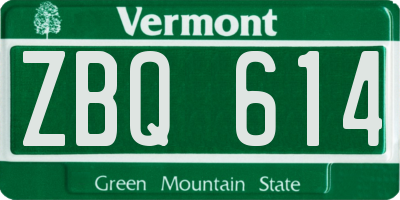 VT license plate ZBQ614