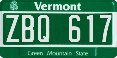 VT license plate ZBQ617