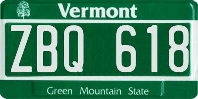 VT license plate ZBQ618