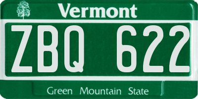 VT license plate ZBQ622