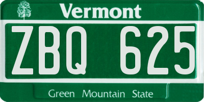 VT license plate ZBQ625