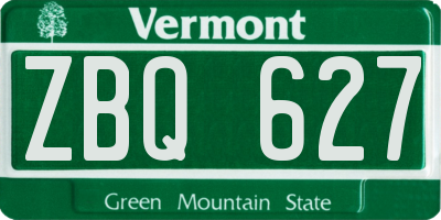 VT license plate ZBQ627