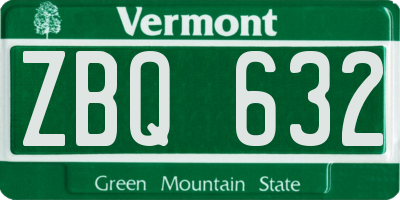 VT license plate ZBQ632