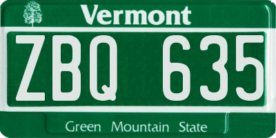 VT license plate ZBQ635