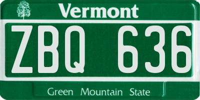 VT license plate ZBQ636
