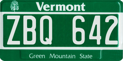 VT license plate ZBQ642