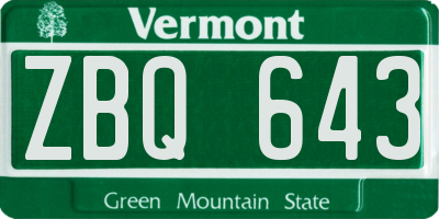 VT license plate ZBQ643