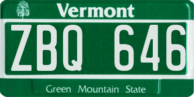 VT license plate ZBQ646