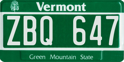 VT license plate ZBQ647