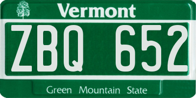 VT license plate ZBQ652