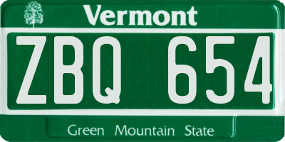 VT license plate ZBQ654