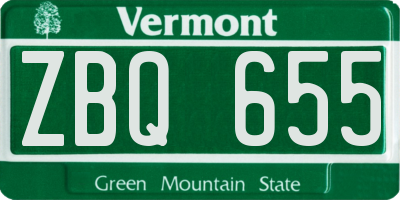 VT license plate ZBQ655