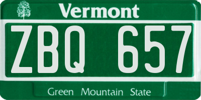 VT license plate ZBQ657
