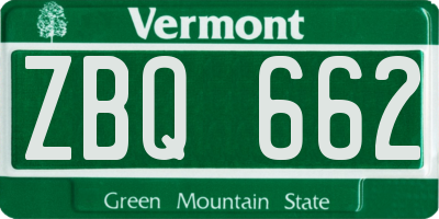 VT license plate ZBQ662