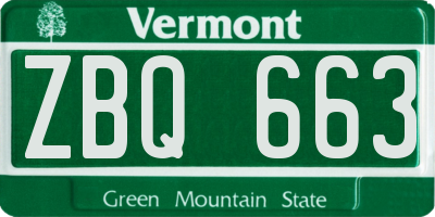 VT license plate ZBQ663