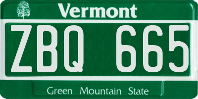 VT license plate ZBQ665