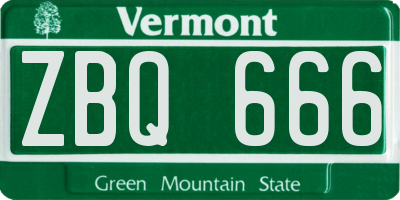 VT license plate ZBQ666