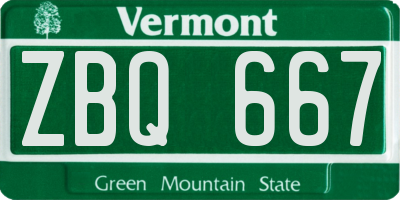 VT license plate ZBQ667