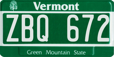 VT license plate ZBQ672