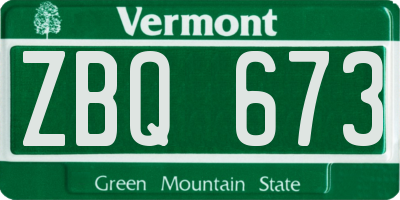 VT license plate ZBQ673