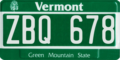 VT license plate ZBQ678