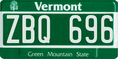 VT license plate ZBQ696
