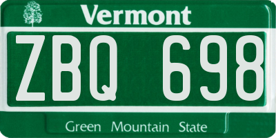 VT license plate ZBQ698
