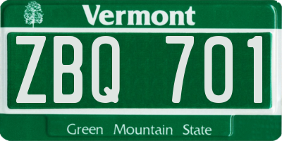 VT license plate ZBQ701
