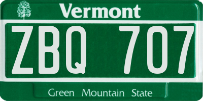 VT license plate ZBQ707