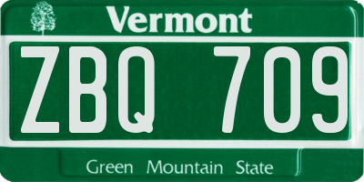 VT license plate ZBQ709