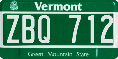 VT license plate ZBQ712