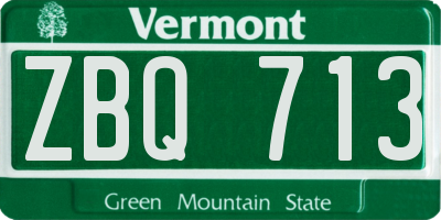 VT license plate ZBQ713