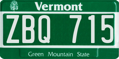 VT license plate ZBQ715