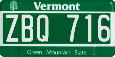 VT license plate ZBQ716