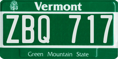 VT license plate ZBQ717